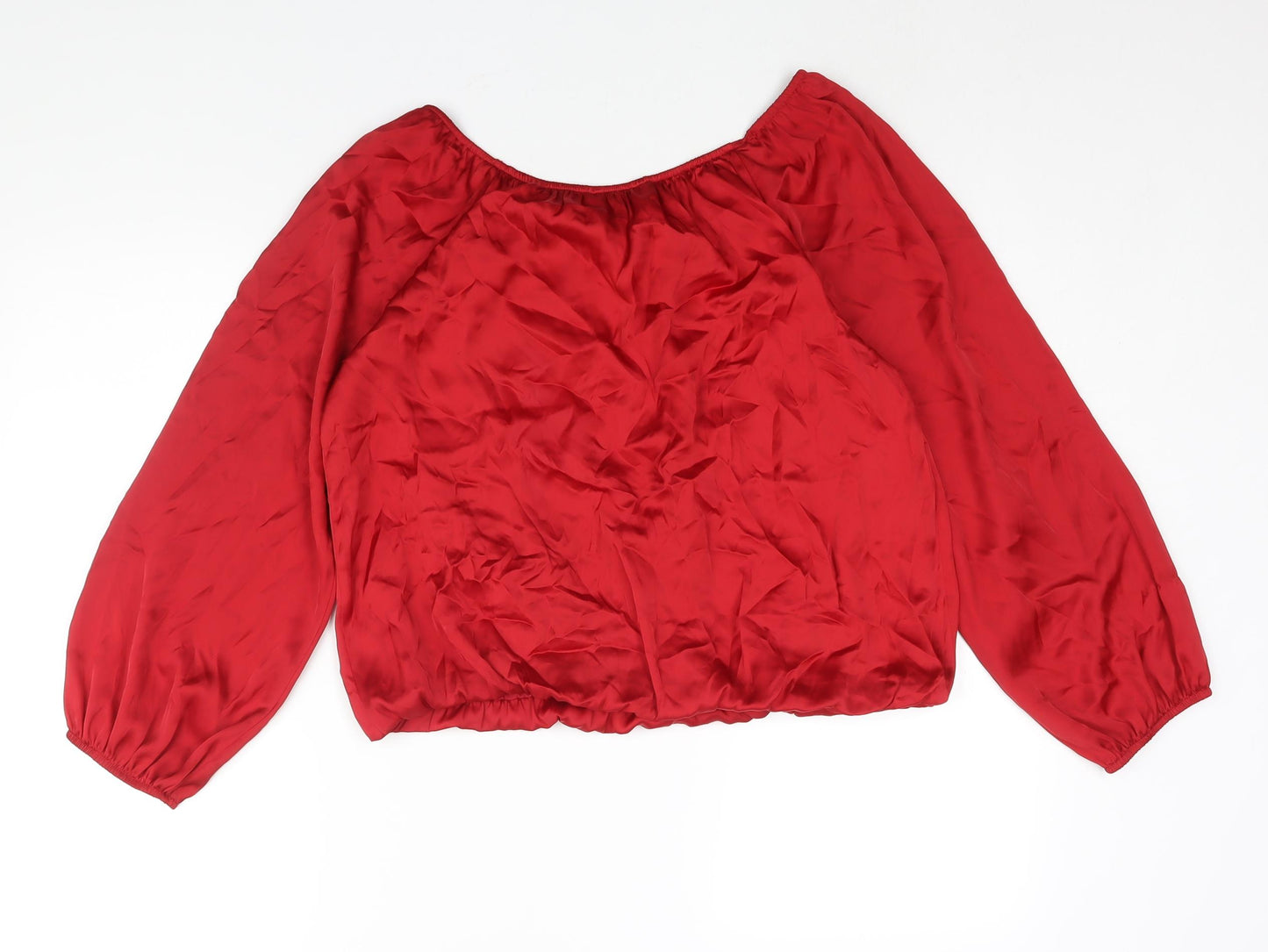 Dorothy Perkins Womens Red Polyester Basic Blouse Size 14 Boat Neck