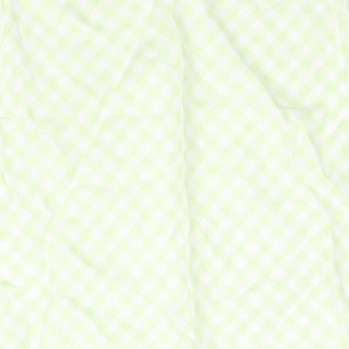 Laura Ashley Womens Green Check Linen A-Line Skirt Size 12 - Elasticated Waist