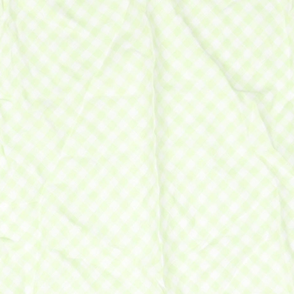 Laura Ashley Womens Green Check Linen A-Line Skirt Size 12 - Elasticated Waist