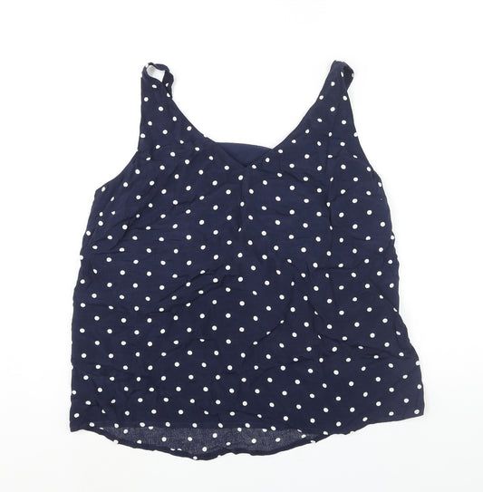 Joules Womens Blue Polka Dot Viscose Camisole Blouse Size 16 V-Neck