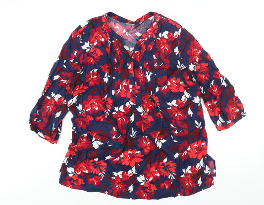 Damart Womens Multicoloured Floral Viscose Basic Blouse Size 20 V-Neck