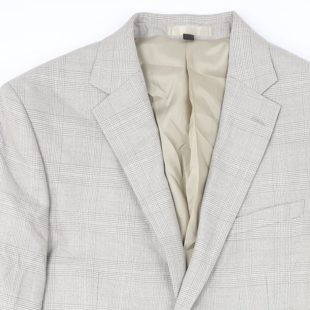 Marks and Spencer Mens Beige Check Viscose Jacket Suit Jacket Size 40 Regular