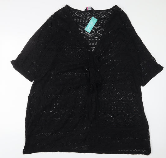 Yours Womens Black Cotton Kimono Blouse Size 22 V-Neck