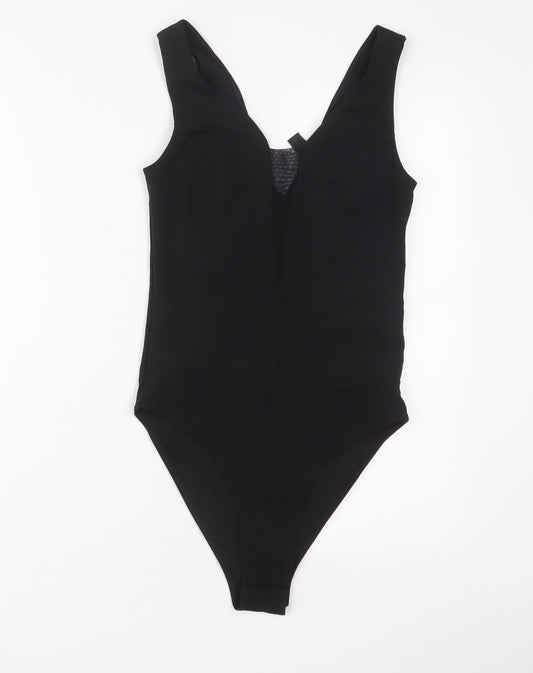 New Look Womens Black Polyester Bodysuit One-Piece Size 8 Snap