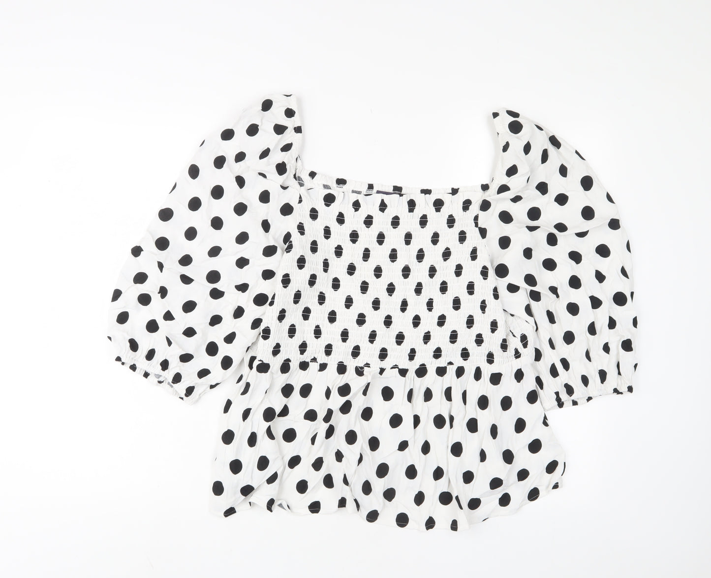 Marks and Spencer Womens White Polka Dot Viscose Basic Blouse Size 20 Square Neck