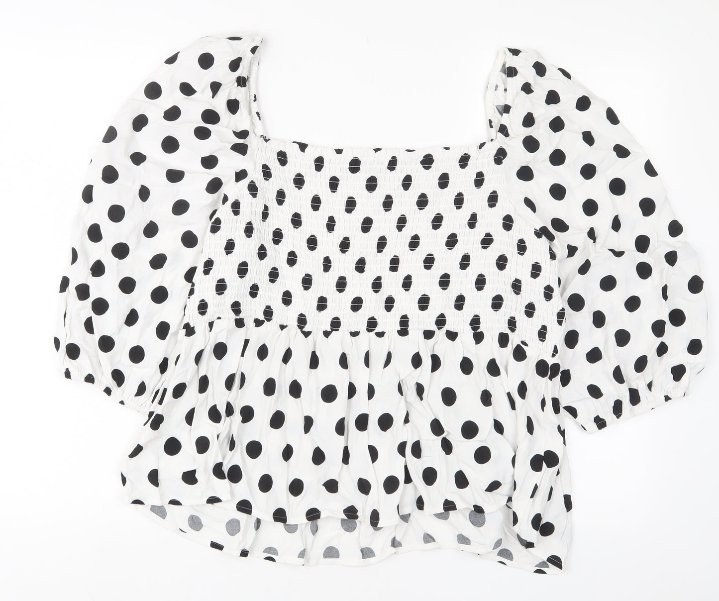 Marks and Spencer Womens White Polka Dot Viscose Basic Blouse Size 20 Square Neck