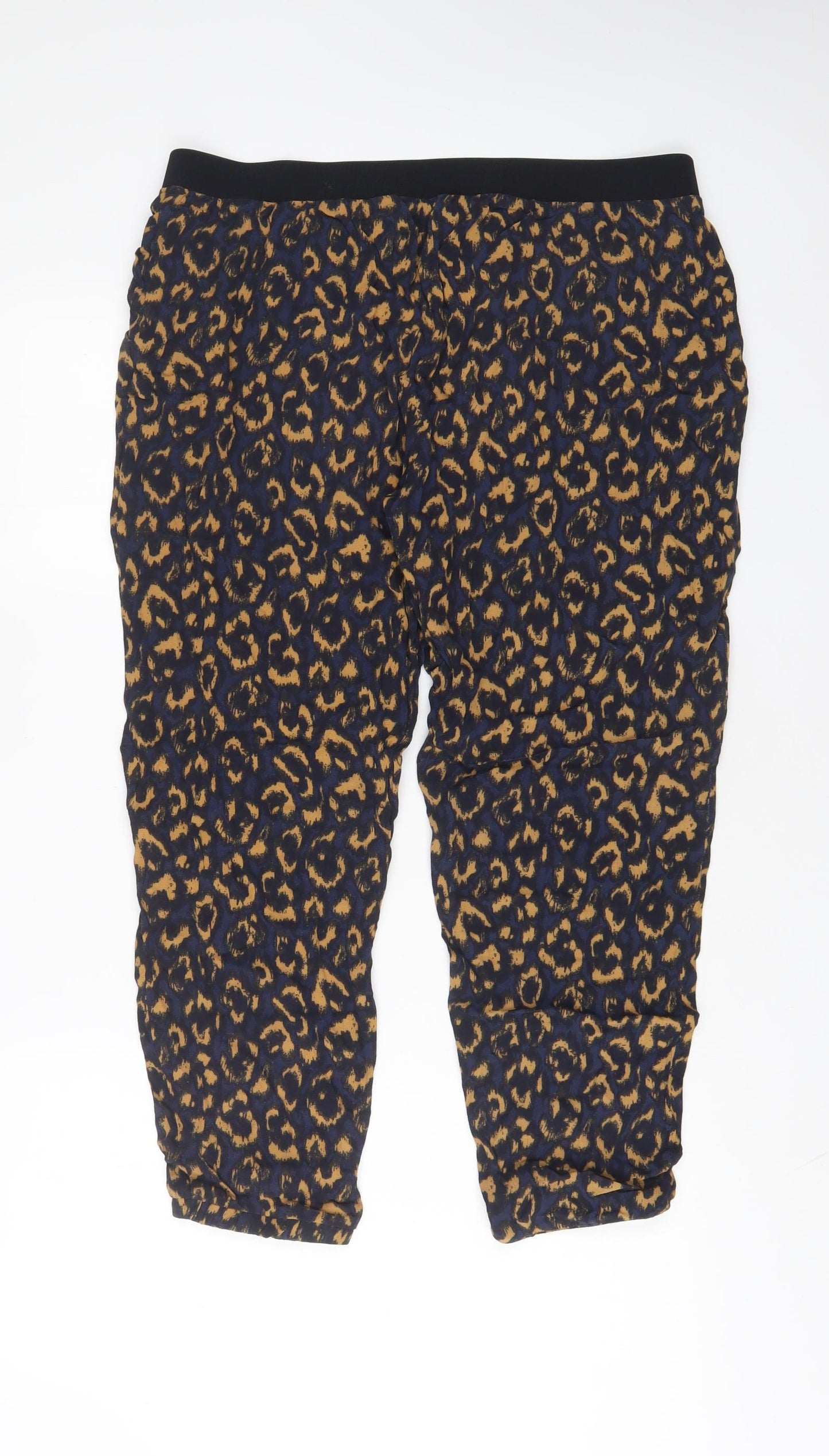 River Island Womens Blue Animal Print Viscose Trousers Size 14 L26 in Regular