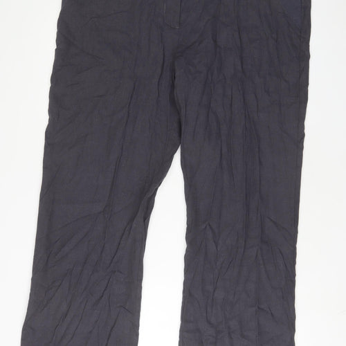 Marks and Spencer Womens Grey Cotton Trousers Size 18 L32 in Regular Zip