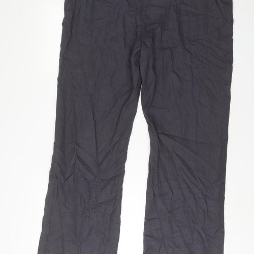 Marks and Spencer Womens Grey Cotton Trousers Size 18 L32 in Regular Zip