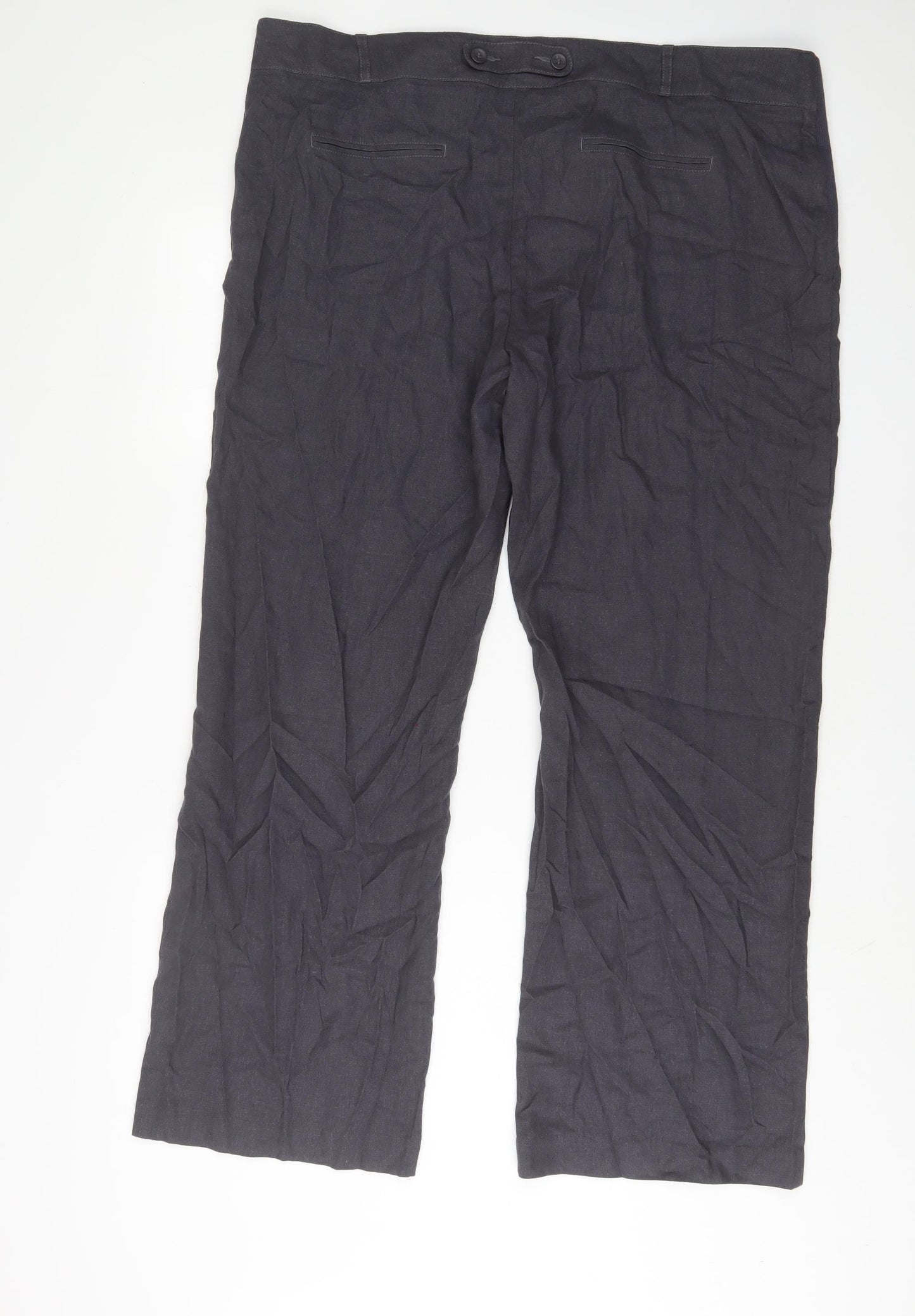 Marks and Spencer Womens Grey Cotton Trousers Size 18 L32 in Regular Zip