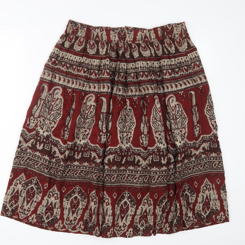 Compliments Womens Red Fair Isle Viscose A-Line Skirt Size 12 Zip