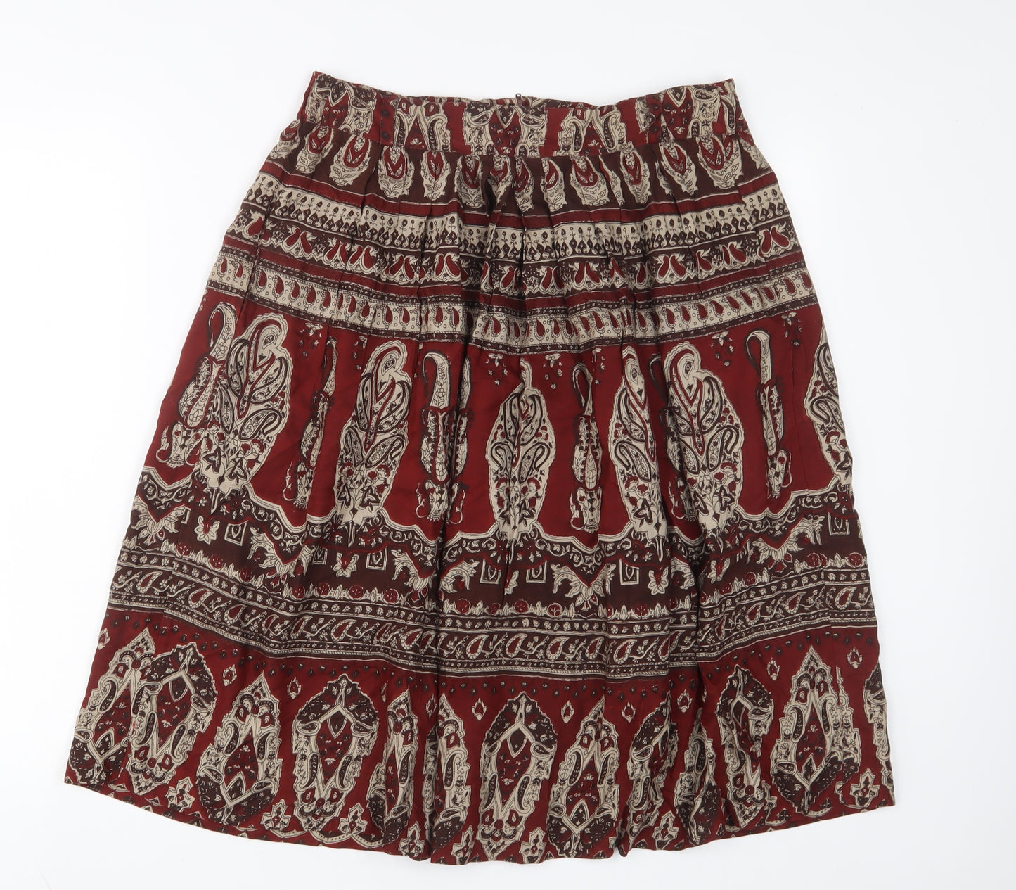 Compliments Womens Red Fair Isle Viscose A-Line Skirt Size 12 Zip