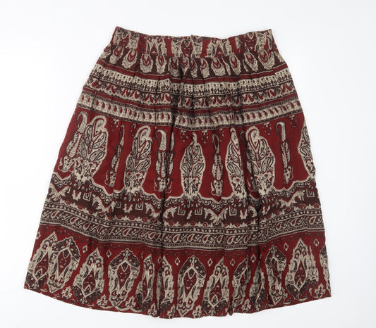 Compliments Womens Red Fair Isle Viscose A-Line Skirt Size 12 Zip