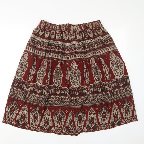 Compliments Womens Red Fair Isle Viscose A-Line Skirt Size 12 Zip