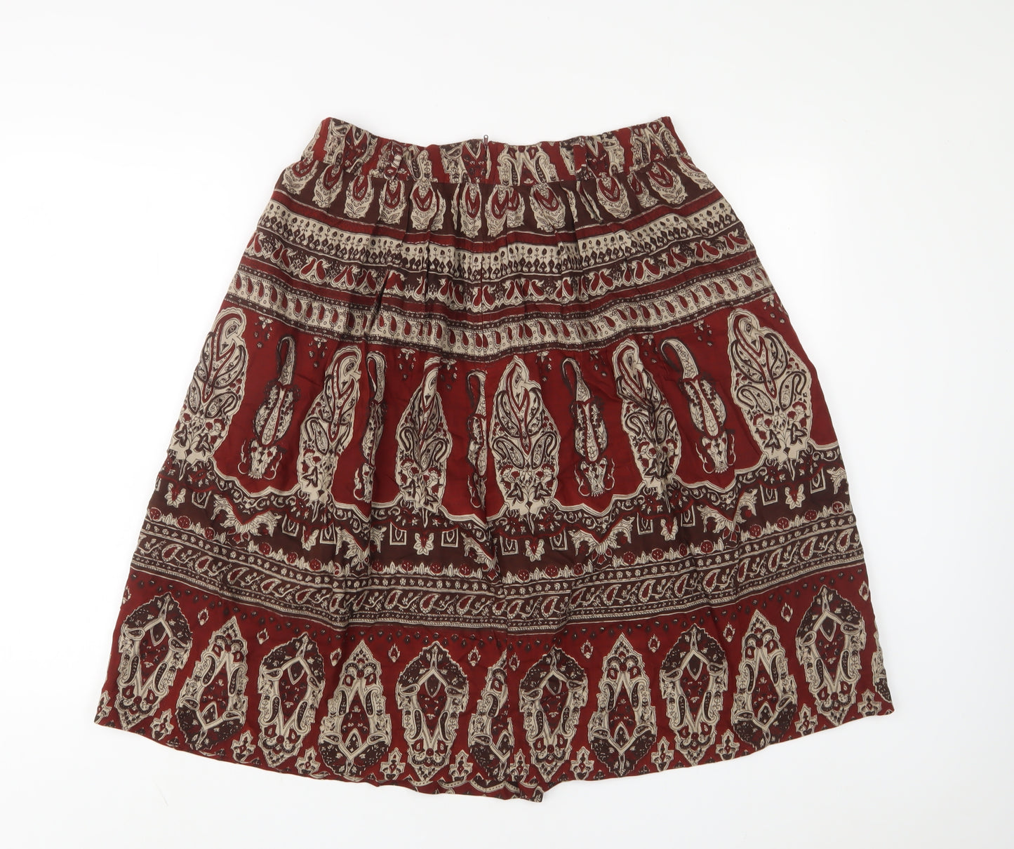 Compliments Womens Red Fair Isle Viscose A-Line Skirt Size 12 Zip