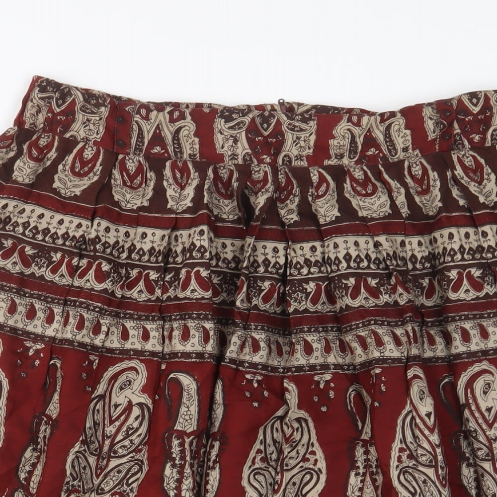 Compliments Womens Red Fair Isle Viscose A-Line Skirt Size 12 Zip