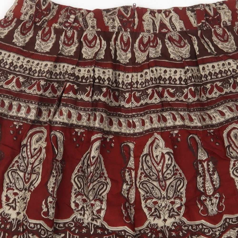 Compliments Womens Red Fair Isle Viscose A-Line Skirt Size 12 Zip