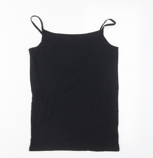 Marks and Spencer Girls Black Cotton Camisole Tank Size 13-14 Years Scoop Neck Pullover