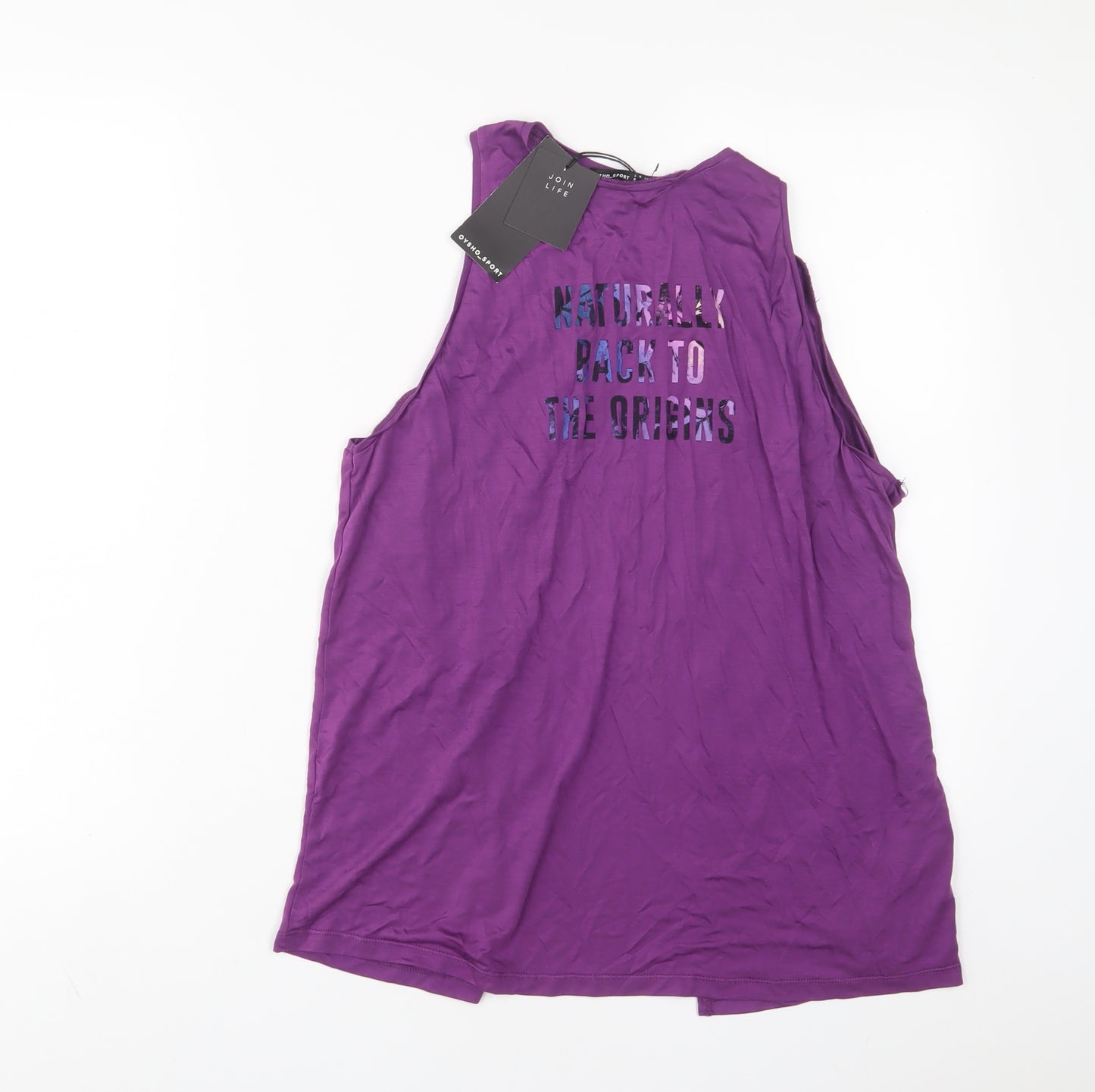 Oysho Womens Purple Lyocell Basic Tank Size S Scoop Neck