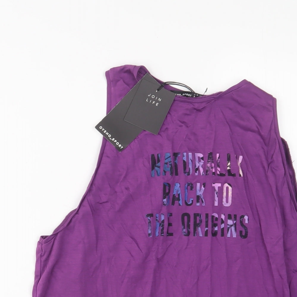 Oysho Womens Purple Lyocell Basic Tank Size S Scoop Neck