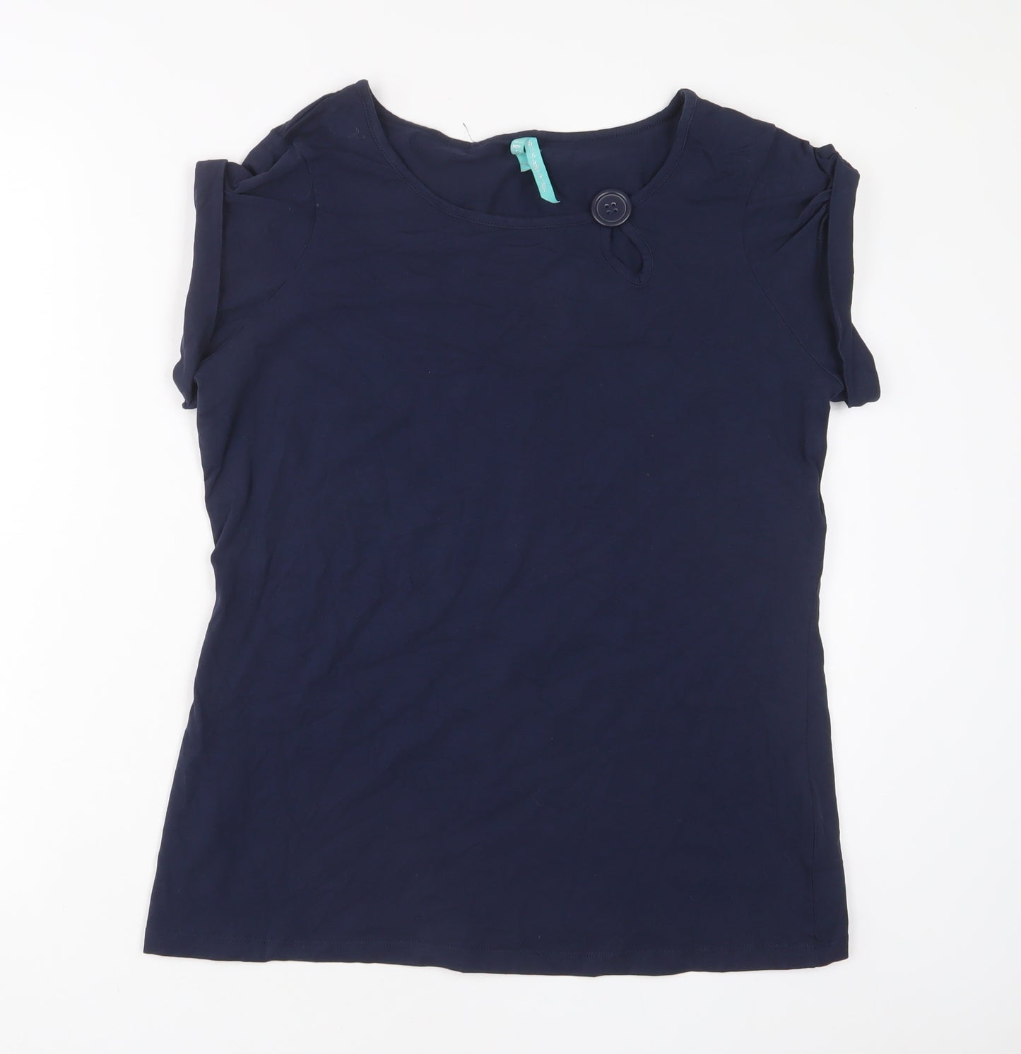 NEXT Womens Blue Cotton Basic T-Shirt Size 12 Boat Neck - Button