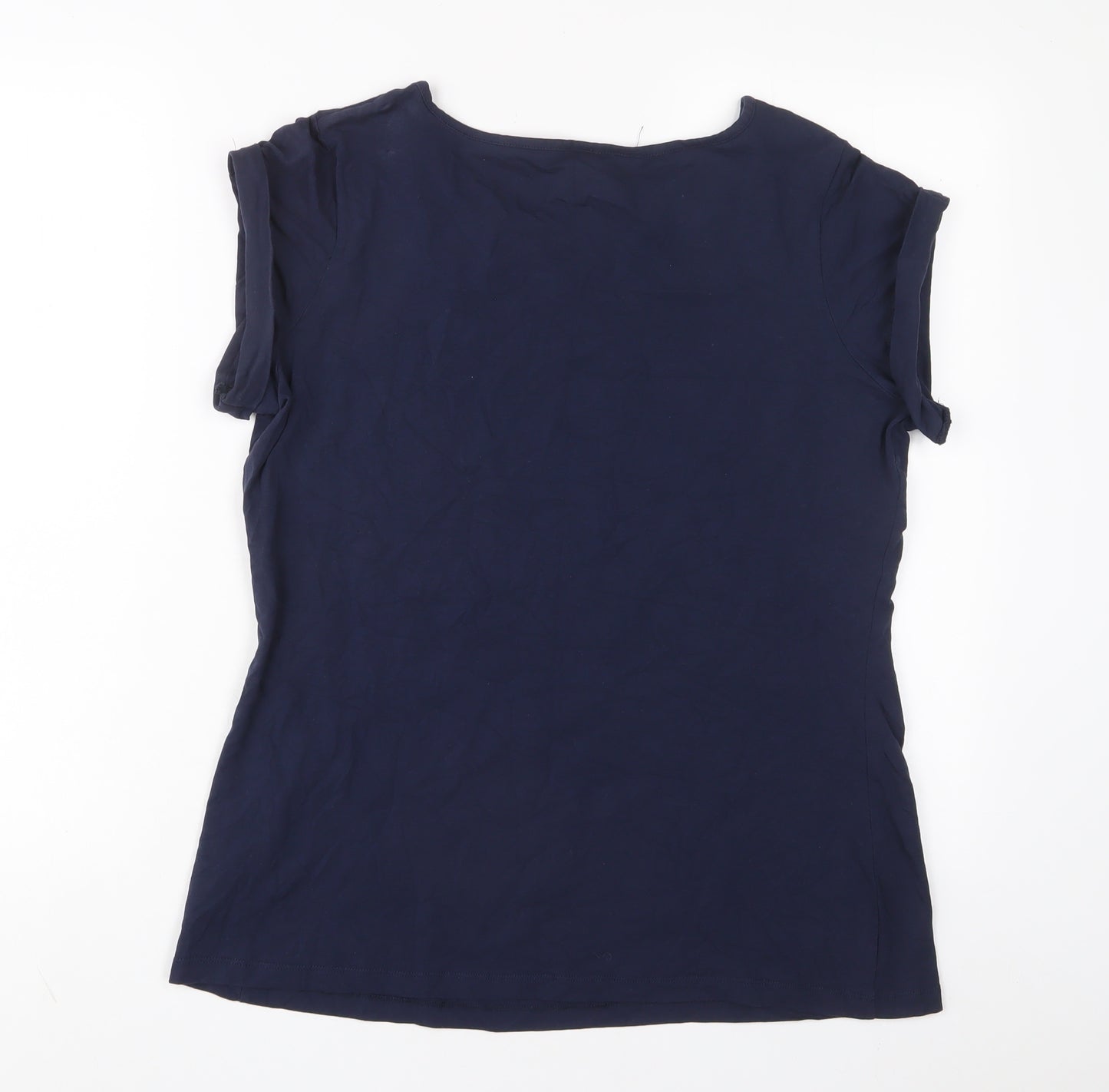 NEXT Womens Blue Cotton Basic T-Shirt Size 12 Boat Neck - Button