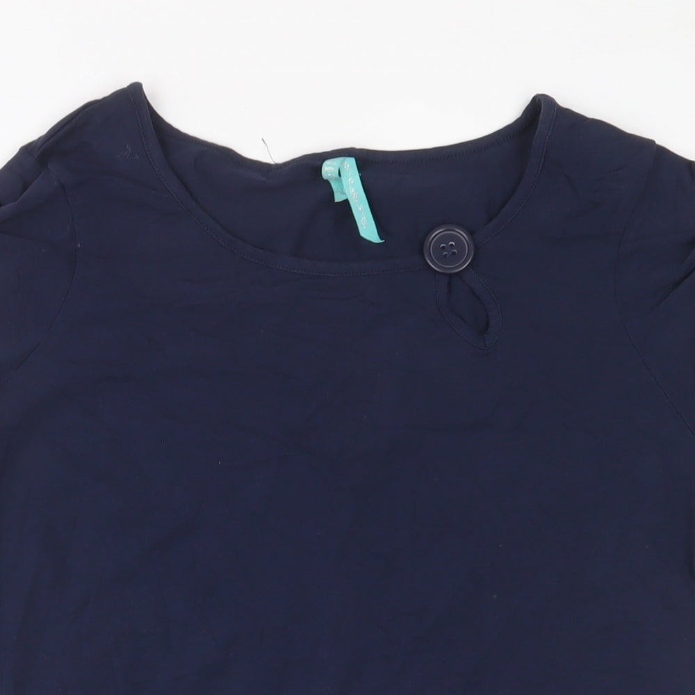 NEXT Womens Blue Cotton Basic T-Shirt Size 12 Boat Neck - Button