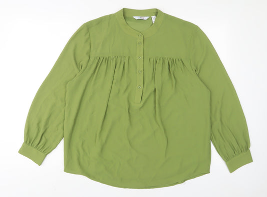 D&Co. Womens Green Polyester Basic Blouse Size 14 Collared