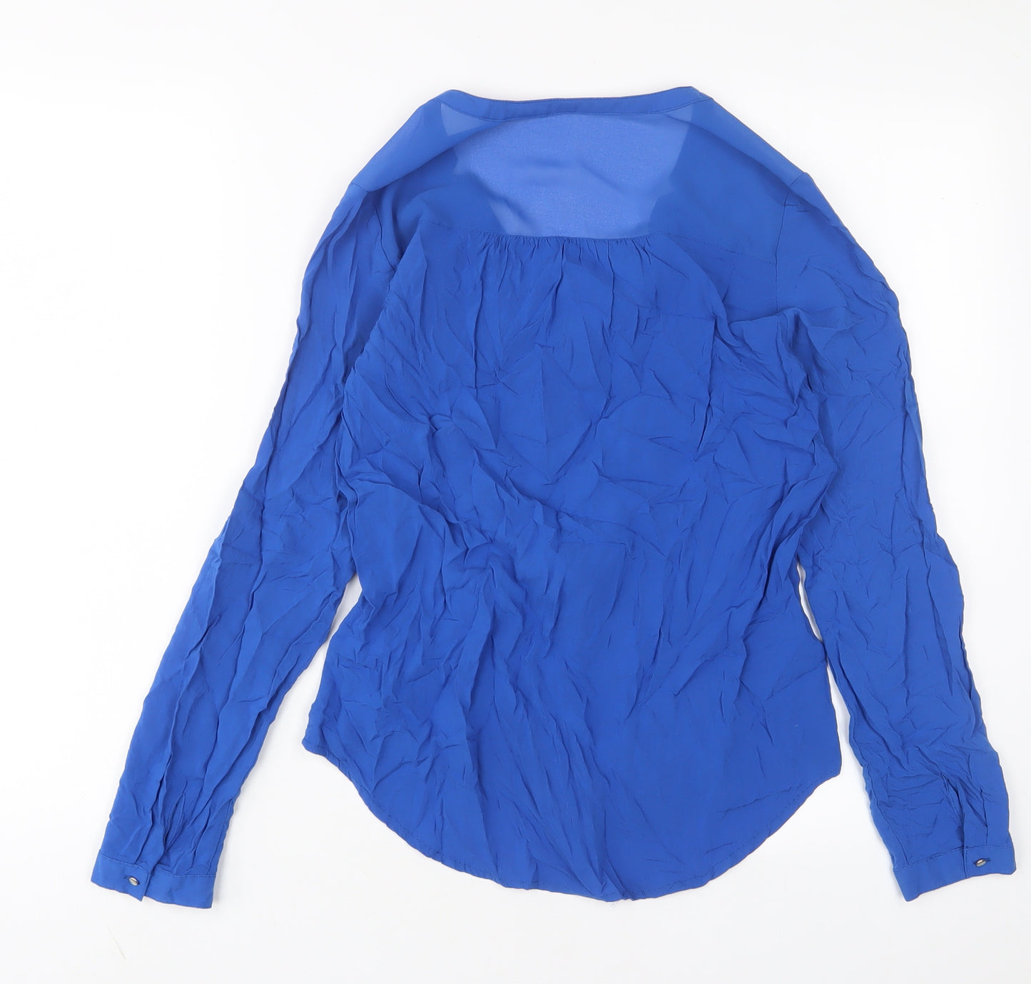 Pimkie Womens Blue Polyester Basic Button-Up Size S Crew Neck