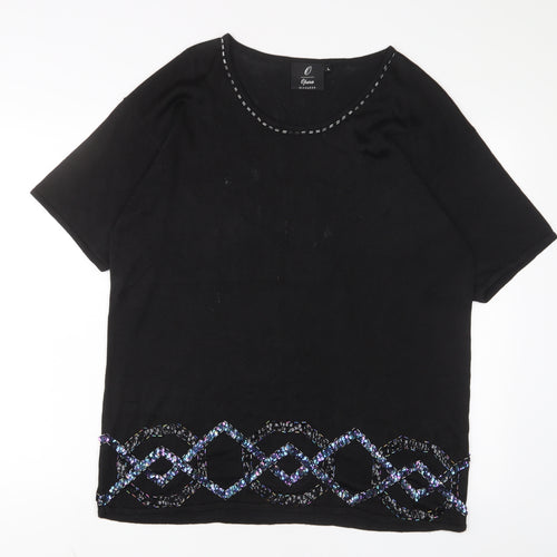 Richards Womens Black Scoop Neck Viscose Pullover Jumper Size L - Sequins, Beaded