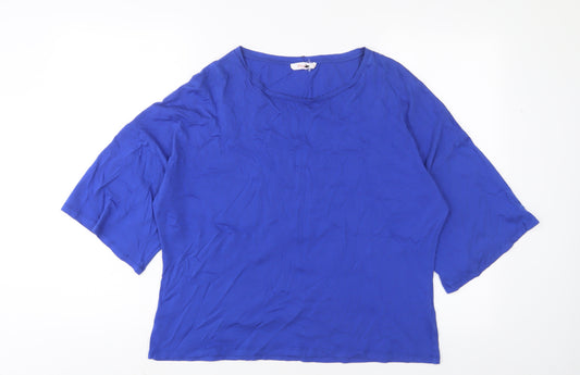 Finery Womens Blue Cotton Basic T-Shirt Size 18 Crew Neck