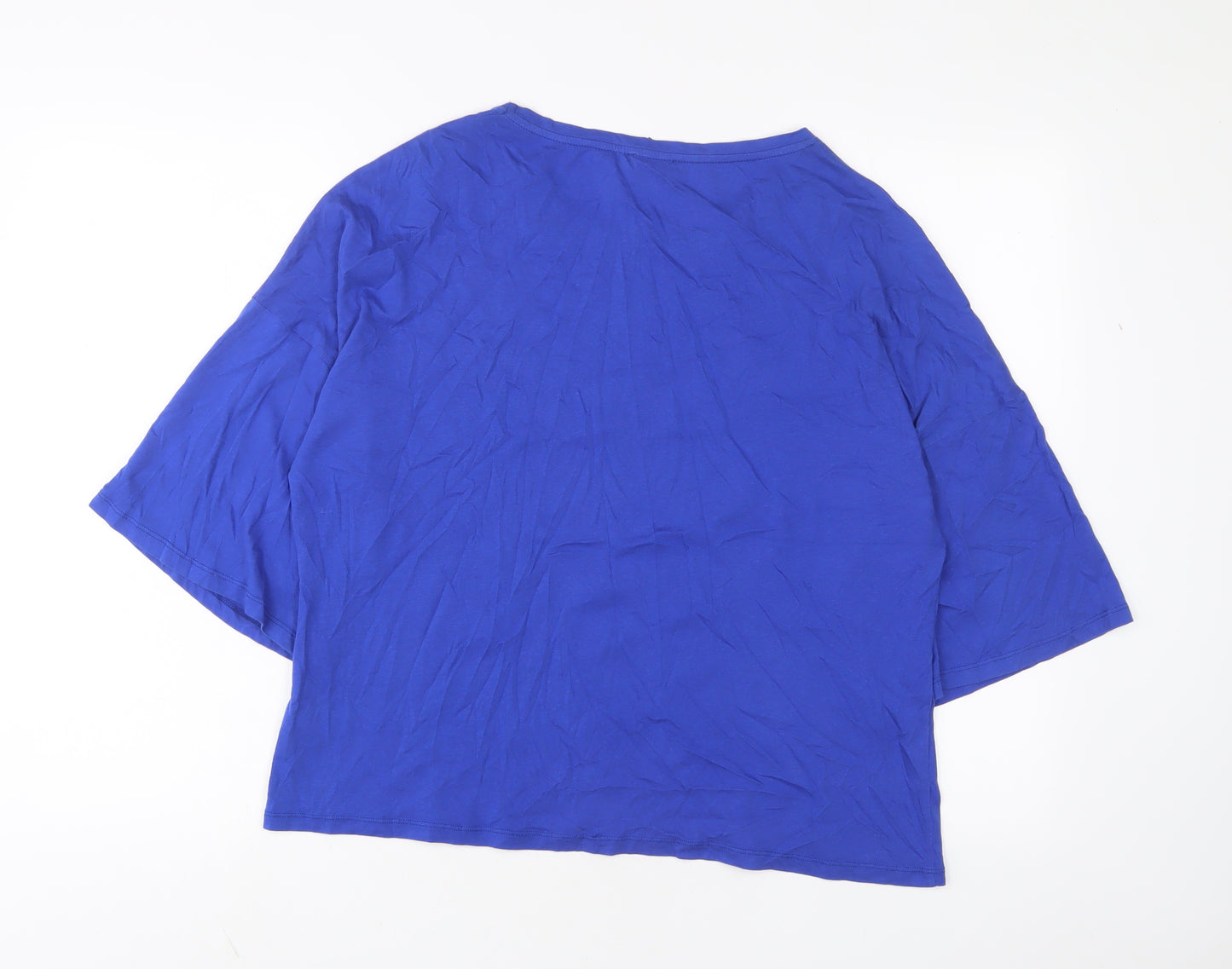 Finery Womens Blue Cotton Basic T-Shirt Size 18 Crew Neck