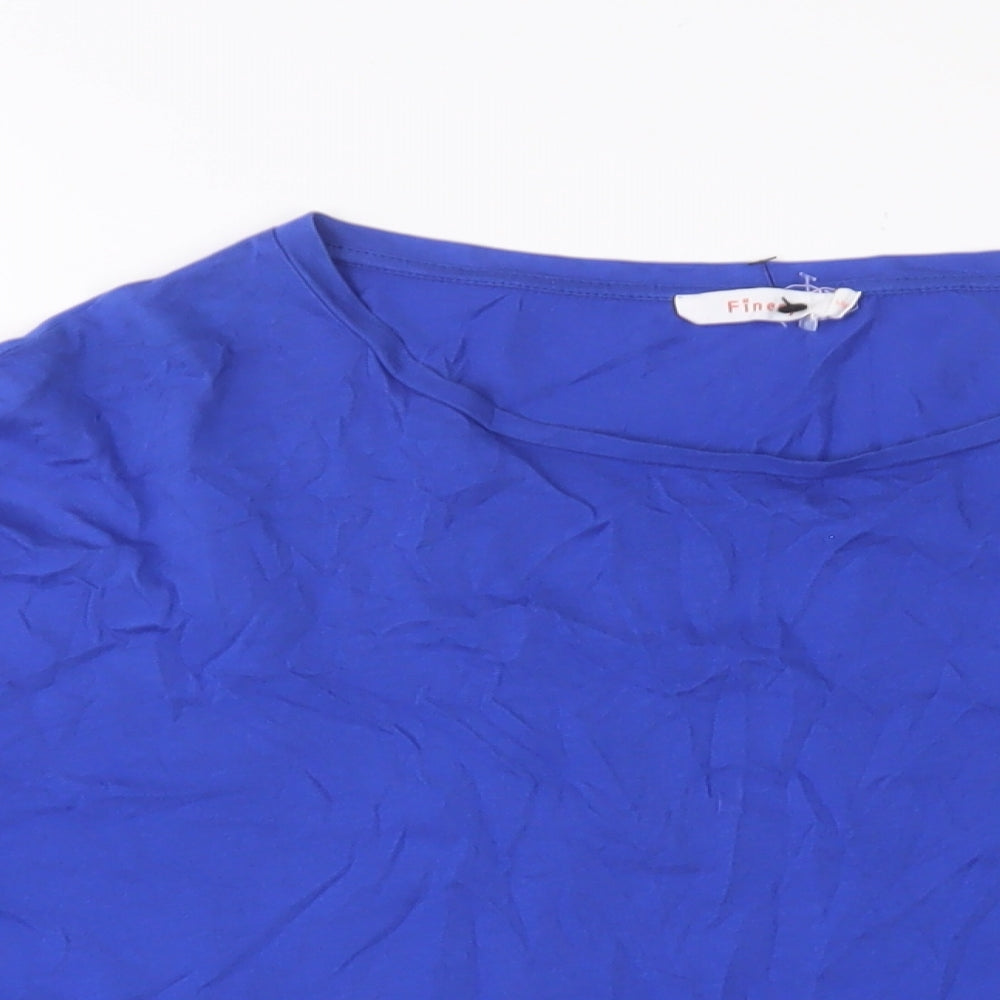 Finery Womens Blue Cotton Basic T-Shirt Size 18 Crew Neck