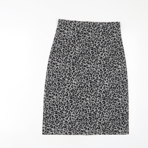 Marks and Spencer Womens Grey Animal Print Polyester A-Line Skirt Size 8