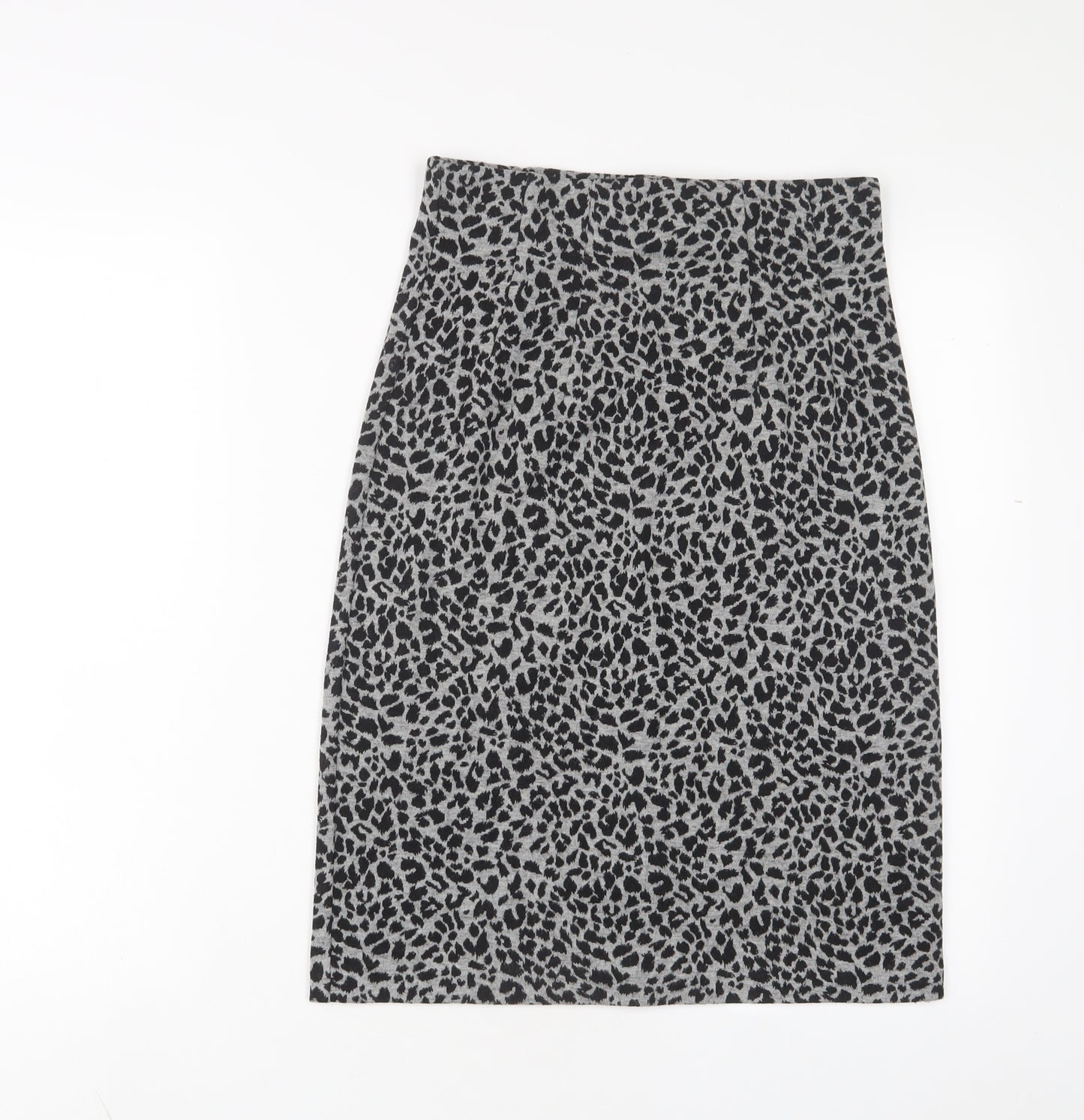 Marks and Spencer Womens Grey Animal Print Polyester A-Line Skirt Size 8