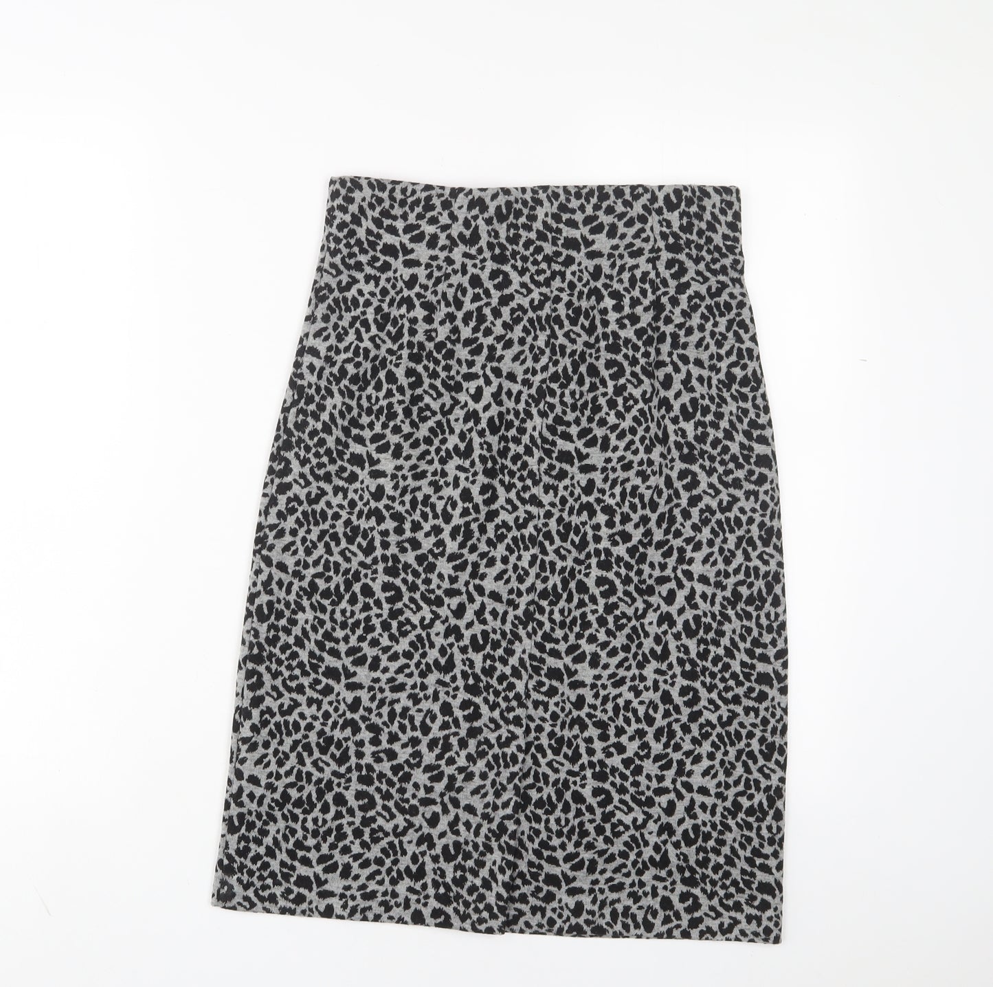 Marks and Spencer Womens Grey Animal Print Polyester A-Line Skirt Size 8