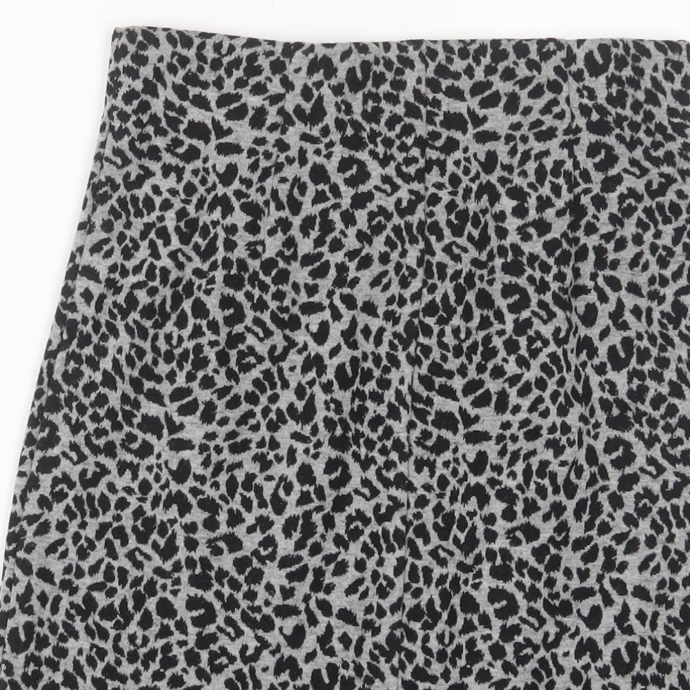 Marks and Spencer Womens Grey Animal Print Polyester A-Line Skirt Size 8