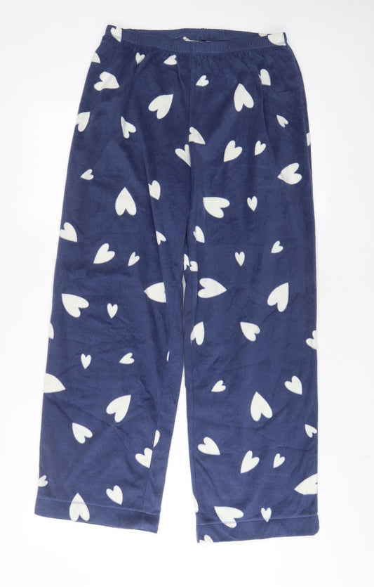 Marks and Spencer Womens Blue Geometric Polyester Top Pyjama Pants Size M - Heart Print