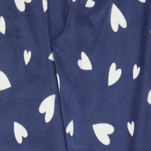 Marks and Spencer Womens Blue Geometric Polyester Top Pyjama Pants Size M - Heart Print