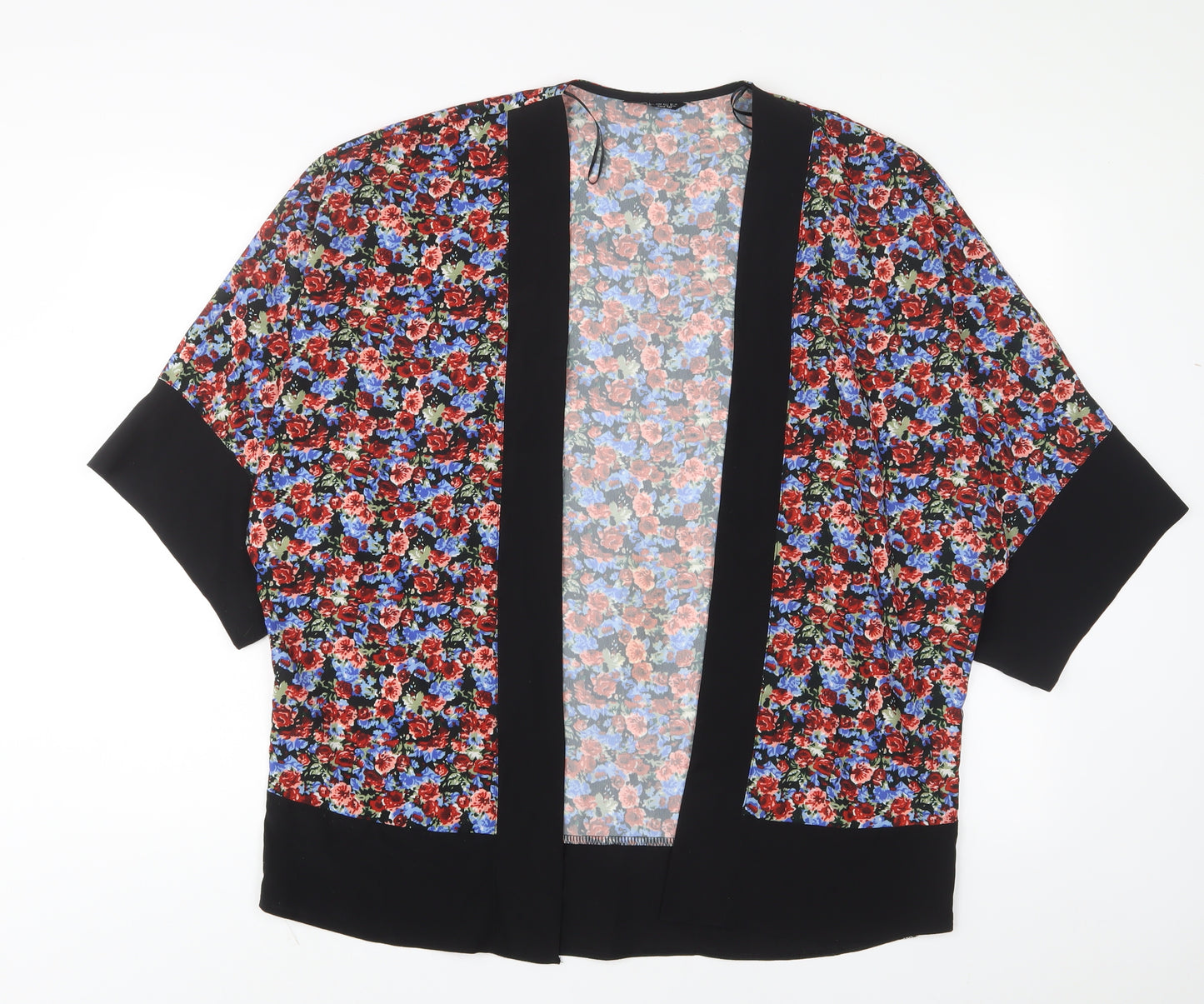 Select Womens Multicoloured Floral Polyester Kimono Blouse Size 12 V-Neck - Open