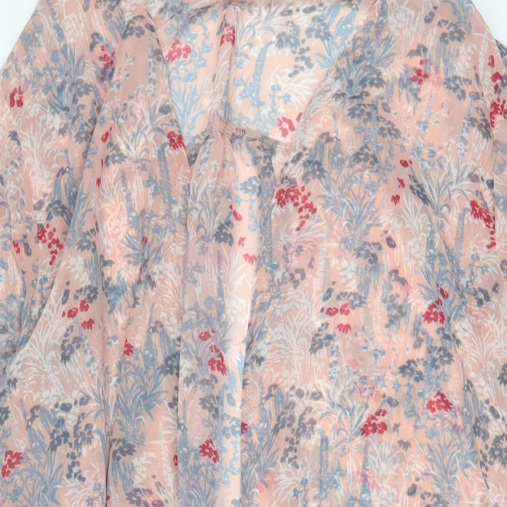 NEXT Womens Pink Floral Polyester Kimono Blouse Size 18 V-Neck - Open