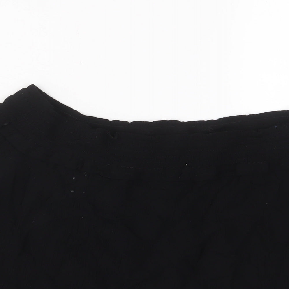 Topshop Womens Black Viscose Basic T-Shirt Size 12 Square Neck