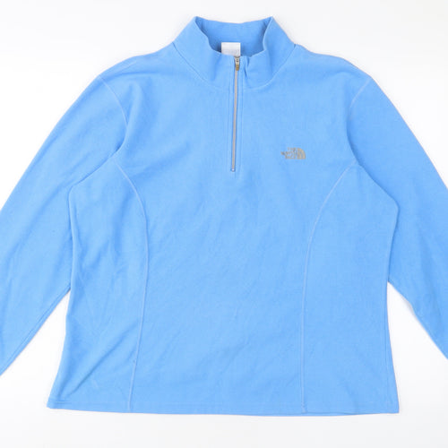 The North Face Womens Blue Polyester Pullover Sweatshirt Size XL Zip - Logo, Embroidered