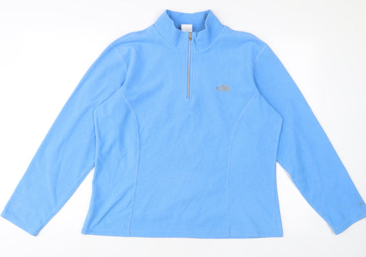 The North Face Womens Blue Polyester Pullover Sweatshirt Size XL Zip - Logo, Embroidered