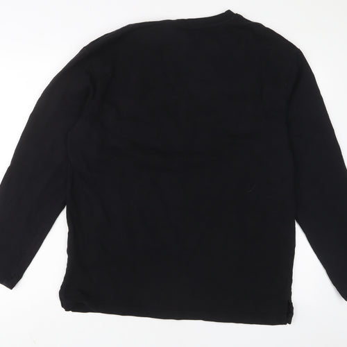 SPAO Mens Black Cotton Pullover Sweatshirt Size L