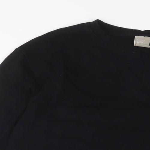 SPAO Mens Black Cotton Pullover Sweatshirt Size L