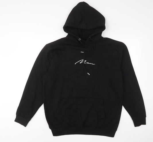 Boohoo Mens Black Cotton Pullover Hoodie Size S