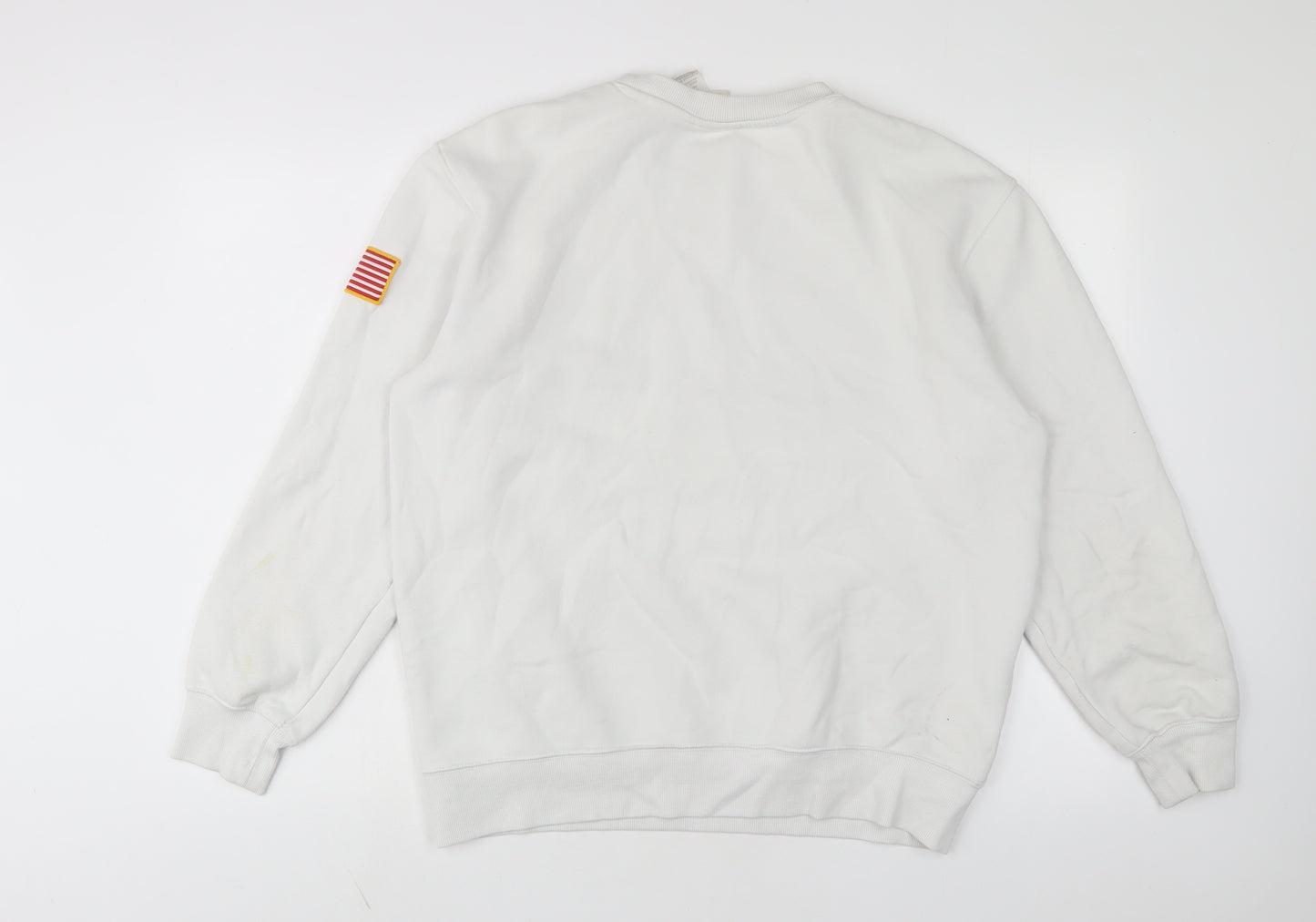 H&M Womens White Cotton Pullover Sweatshirt Size M Pullover - nasa