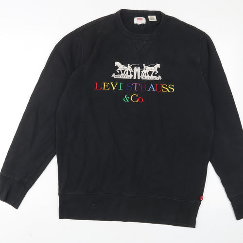 Levi's Mens Black Cotton Pullover Sweatshirt Size S - Logo, Embroidered