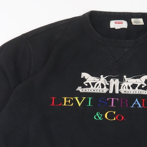 Levi's Mens Black Cotton Pullover Sweatshirt Size S - Logo, Embroidered